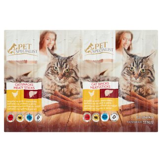 Tesco Pet Specialist kiegészítő eledel felnőtt macskáknak, rudacskák baromfival & májjal 10 db 50 g