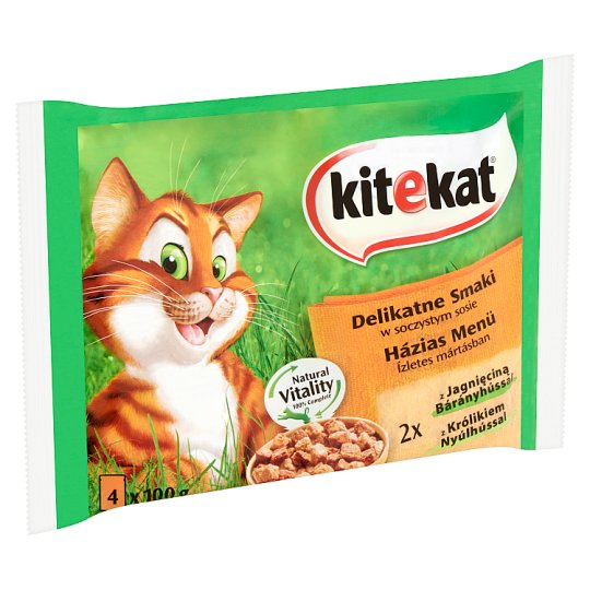 Kitekat Házias Menü teljes értékű eledel felnőtt macskák számára bárány- és nyúlhússal 4 x 100 g