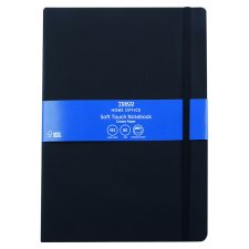 Tesco Home Office Black Soft Cover Large Notebook 96 Sheets