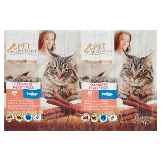 Tesco Pet Specialist kiegészítő eledel macskáknak jutalomfalat lazaccal & pisztránggal 10 db 50 g