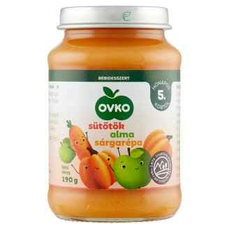 Ovko glutén- és tejszármazékmentes sütőtök almával, sárgarépával bébidesszert 5 hónapos kortól 190 g