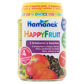 Hamánek HappyFruit alma-őszibarack és bodza bébidesszert 4 hónapos kortól 190 g