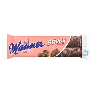 Manner Sticks Mignon mogyorókrémmel töltött ostyaszeletek étcsokoládéval bevonva 30 g
