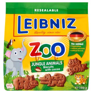 Leibniz Zoo Jungle Animals állatfigurás kakaós keksz 100 g