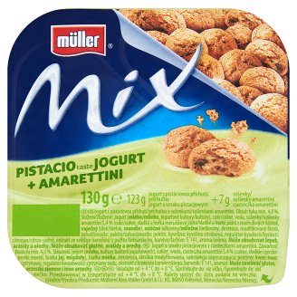 Müller Mix pisztácia ízű joghurt amarettivel 130 g