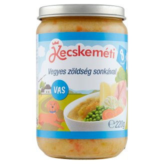 Kecskeméti glutén- és tejszármazékmentes vegyes zöldség sonkával egytálétel 8 hónapos kortól 220 g