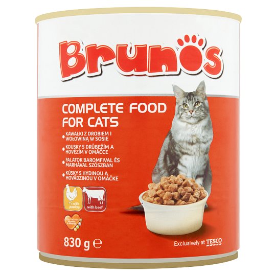 Brunos teljes értékű állateledel felnőtt macskáknak falatok baromfival és marhával szószban 830 g
