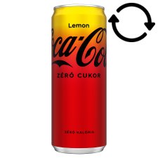 Coca-Cola Zero Cola and Lemon Flavor Energy-Free Carbonated Soft Drink with Sweeteners 330 ml