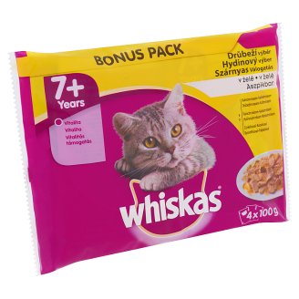Whiskas 7+ Szárnyas Válogatás teljes értékű eledel 7 éves vagy idősebb macskáknak 4 x 100 g