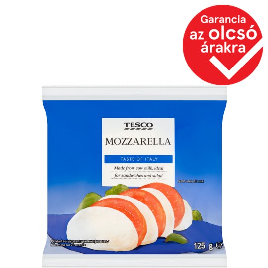 Tesco félzsíros, lágy mozzarella sajt sós lében 125 g