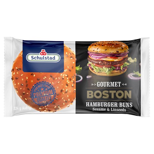 Schulstad Gourmet Boston lenmaggal és szezámmaggal szórt hamburger zsemle 4 x 81 g (324 g)