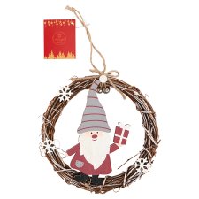 Wooden Wreath with Snowman/Santa Hanging Decoration 32 x 19 x 3 cm