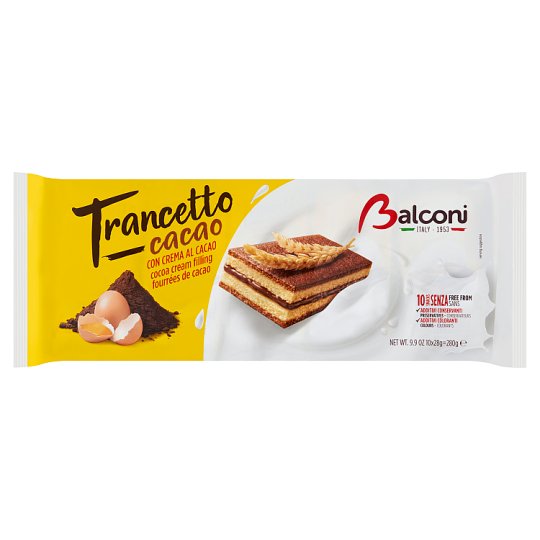 Balconi Trancetto Cacao sütőipari cukrásztermék, zsírszegény kakaós töltelékkel 10 db 280 g