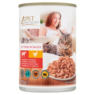 Tesco Pet Specialist teljes értékű állateledel felnőtt macskák számára marhával és baromfival 415 g