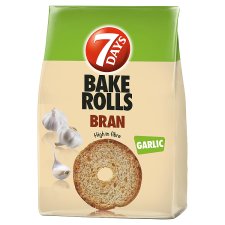 7DAYS Bake Rolls BRAN Bread Crisps with Bran and Garlic 80 g