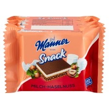 Manner Snack ropogós ostyaszelet mogyorós és tejes krémtöltelékkel 5 x 25 g