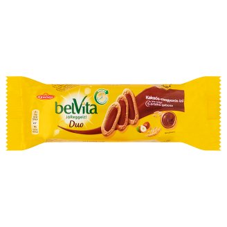 belVita JóReggelt! Duo gabonás omlós keksz kakaós-mogyorós ízű töltelékkel 50 g