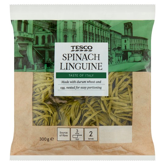 Tesco Spinach Linguine friss 5 tojásos durumtészta 300 g