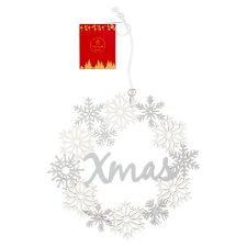 White Wooden Xmas Wreath 32 x 22,5 x 1 cm