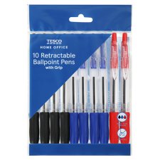 Tesco Home Office Assorted Retractable Ballpoint Pens 10 pcs