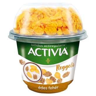 Danone Activia Reggeli Édes Fehér élőflórás édesített joghurt búza- és kukoricapehellyel 168 g