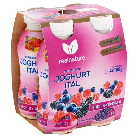 Real Nature erdei gyümölcsös zsírszegény joghurtital 4 x 100 g