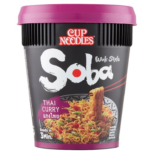 Nissin Cup Noodles Soba instant tészta búzalisztből thai jellegű curry ízesítő szósszal 87 g