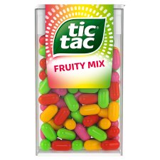 Tic Tac Fruity Mix cseresznye-, marakuja-, citrom-lime, és eper-mentol ízű cukordrazsé 49 g