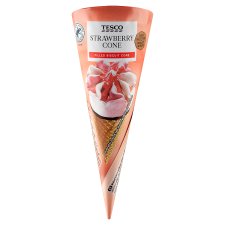 Tesco Strawberry Cone Filled Biscuit Cone 120 ml