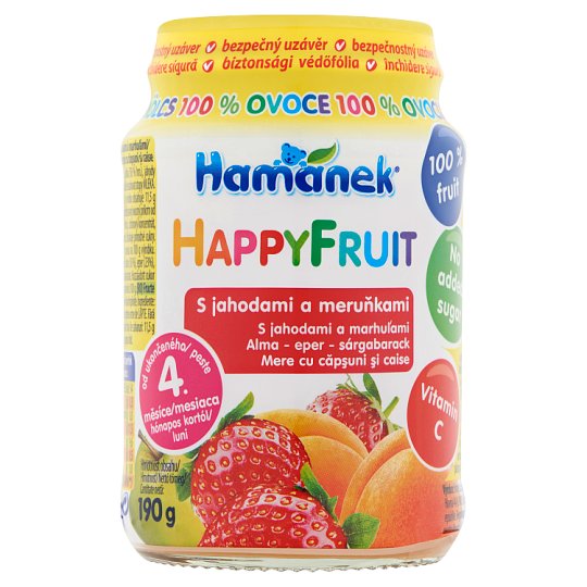 Hamánek HappyFruit alma-eper-sárgabarack bébidesszert 4 hónapos kortól 190 g