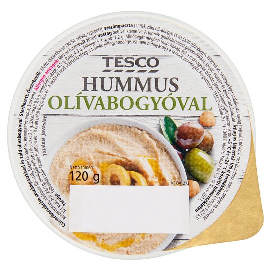 Tesco hummus olívabogyóval 120 g Tesco Online, Tesco Otthonról, Tesco