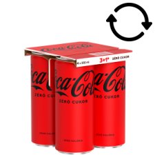 Coca-Cola Zero Cola-Flavoured Energy-Free Carbonated Soft Drink with Sweeteners 4 x 330 ml