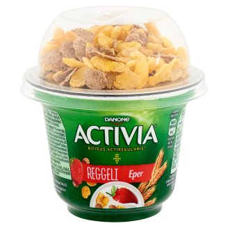 Danone Activia Reggeli élőflórás eperízű joghurt búza- és kukoricapehellyel 168 g