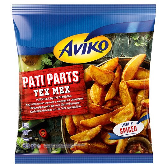 Aviko elősütött, gyorsfagyasztott burgonyagerezdek Tex-Mex fűszerköpenyben 600 g