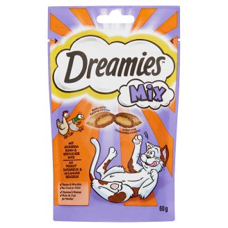 Dreamies Mix kiegészítő állateledel felnőtt és junior macskák számára csirkével és kacsával 60 g