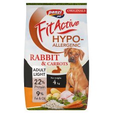 Panzi Fit Active Adult Light Hypoallergenic nyúl teljesértékű eledel felnőtt kutyák részére 4 kg