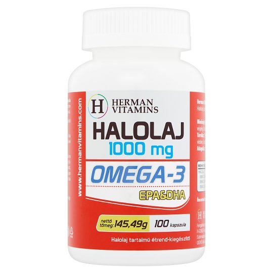 Herman Vitamins Halolaj 1000 mg Omega-3 EPA&DHA étrend-kiegészítő 100 db 145,49 g