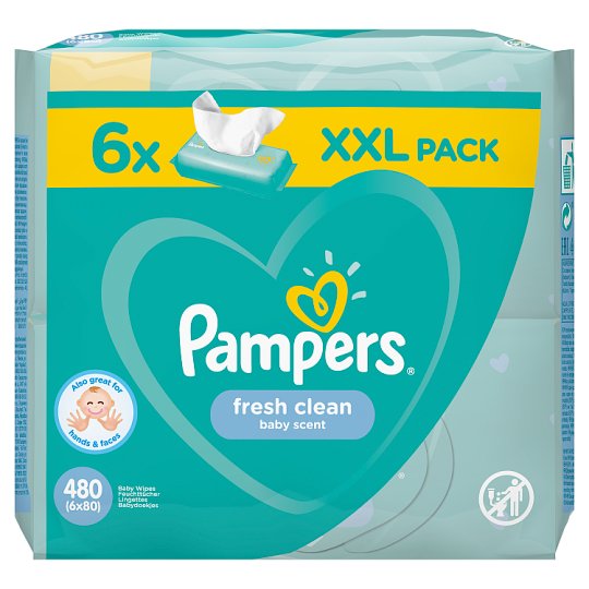 Pampers Fresh Clean Nedves Törlőkendő, 6 Csomag = 480 db