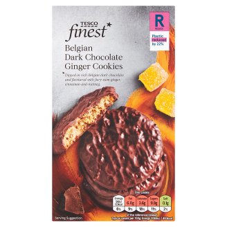 Tesco Finest gyömbéres keksz belga étcsokoládé bevonattal 200 g