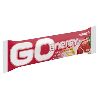 BioTechUSA Go Energy gabonaszelet joghurt bevonattal, eper zselével és valódi gyümölcsökkel 40 g