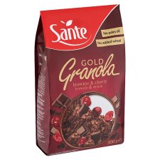 Sante Granola Gold Brownie ízű gabonapelyhek csokoládéval és szárított meggyel 300 g 