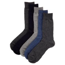 F&F Mens fine knit socks 5 pieces in a pack, 43-47, Grey and navy ...