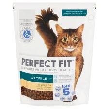 Perfect Fit Sterile 1+ Complete Dry Food for Adult Cats Rich in Chicken 750 g