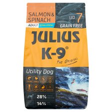 Julius K-9 Utlility Dog Adult teljes értékű kutyaeledel lazaccal és spenóttal 3 kg