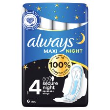 Always Maxi Secure Night Sanitary Towels (Size 4) Wings X6