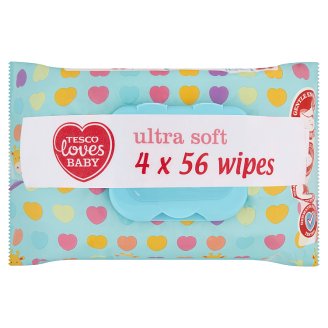 Tesco Loves Baby rendkívül puha, illatmentes törlőkendő 4 x 56 db