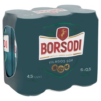 Borsodi világos sör 4,5% 6 x 0,5 l