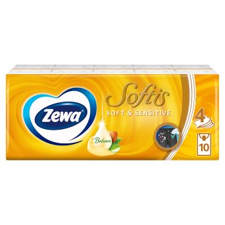 Zewa Softis Soft & Sensitive illatmentes papír zsebkendő 4 rétegű 10 x 9 db