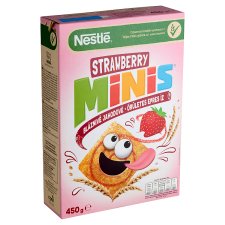 Nestlé Strawberry Minis ropogós, epres gabonapehely teljes kiőrlésű búzával, vitaminokkal 450 g