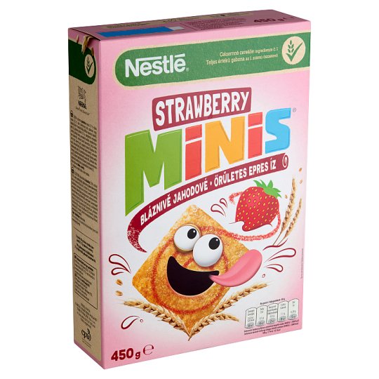 Nestlé Strawberry Minis Crunchy, Strawberry Flavoured Cereals with Whole Wheat 450 g